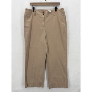 Talbots Pants Womens 16 Khaki Chino Capri Crop Stretch Cotton Casual Beige NWT